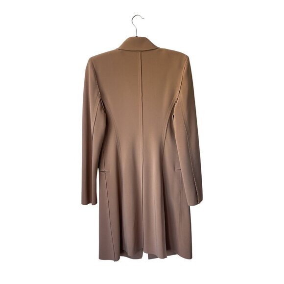 Norma Kamali Trench Coat Jacket Size M Brown Camel Long Minimalist Lagenlook - Picture 4 of 10